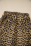 Brown Leopard Print Bow Tie Drawstring Elastic Waist Loose High Waist Pants