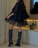 2 Pieces Outfit Keyhole Neck Bell Sleeve Top Layered Dress