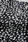 Black Leopard Print Ruffled Short Sleeve Keyhole Back Tiered Flowy Plus Size Blouse