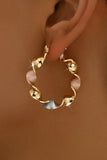Gold Twisted Plated Alloy Hoop Earrings