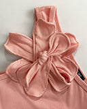 2 Pieces Outfit Flower Decor One Shoulder Crop Top and Casual Slim Fit Skirt Set