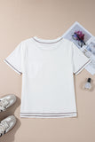 White RODEO Horseshoe Embroidered Patch Pocket T Shirt