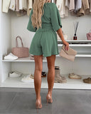 V Neck Half Sleeve Tied Detail Romper