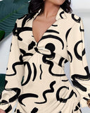 All Over Print Side Drawstring Twisted Shirt Dress