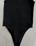 Round Neck Sleeveless Ribbed Bodysuit Casual Slim Fit Tank Top