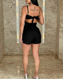 Floral Pattern Pocket Design Shirred Romper