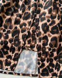 Leopard Square Neck Spaghetti Strap Romper Asymmetrical Lace up Slit Romper