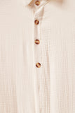 Apricot Crinkled Buttons Maxi Beach Dress with Slits