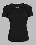 Built in Bra U neck Short Sleeve T shirt Rib knit Top