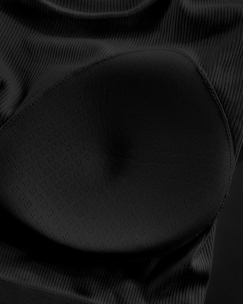 Built in Bra U neck Short Sleeve T shirt Rib knit Top