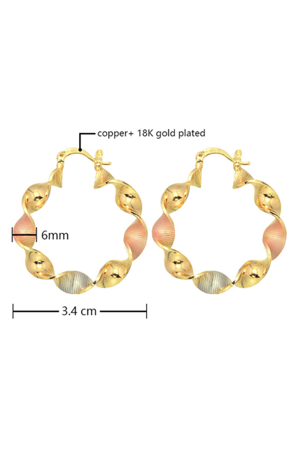Gold Twisted Plated Alloy Hoop Earrings