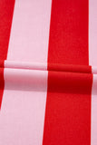 Pink Stripe Patchwork Round Neck Side Split Loose T Shirt