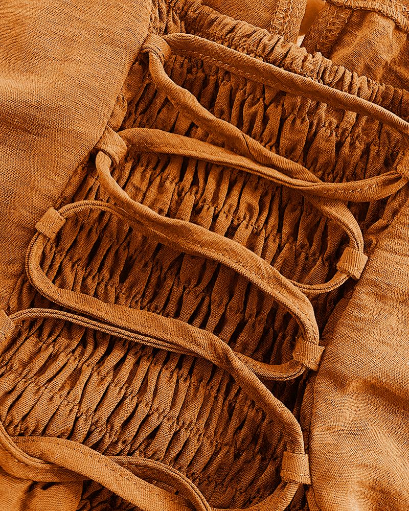 Leopard Square Neck Spaghetti Strap Romper Asymmetrical Lace up Slit Romper