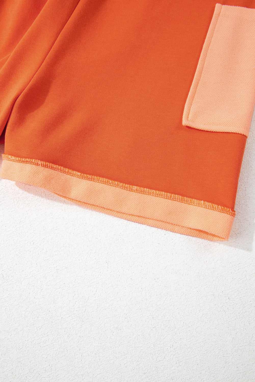 Russet Orange Two-tone Short Sleeve V Neck Patched Pocket Loose Romper