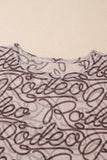 Brown Rodeo Print Round Neck Slim Fit Mesh T Shirt