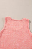 Fushia Solid Color Textured U Neck Slim Tank Top