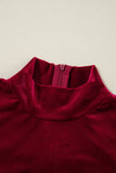 Racing Red Velvet High Neck Tiered Ruffle Mini Dress