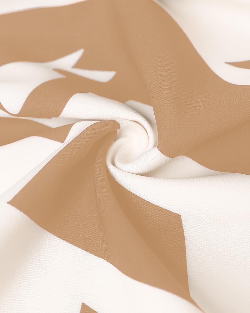 All Over Print Side Drawstring Twisted Shirt Dress