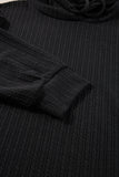Black Textured Hoodie and Shorts Plus Size Two Piece Set