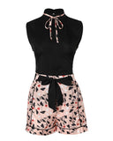 Print Round Neck Tank Top & Shorts Set