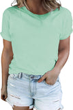 Iceland Blue Round Neck Rolled Sleeve Plus Size T-shirt
