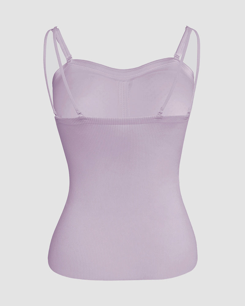 Spaghetti Strap Built in Bra Slim Fit Tank Top Sexy Back Criss Cross Workout Camisole Tops