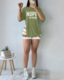 2 Pieces Outfit Anchor Print Round Neck Short Sleeve Casual Top and Striped Print Slim Fit Shorts Set