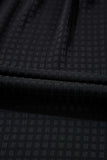 Black Textured Ruffled Sleeve Babydoll Plus Dress