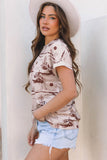 Brown Desert Sand Print Short Sleeve Knit Top