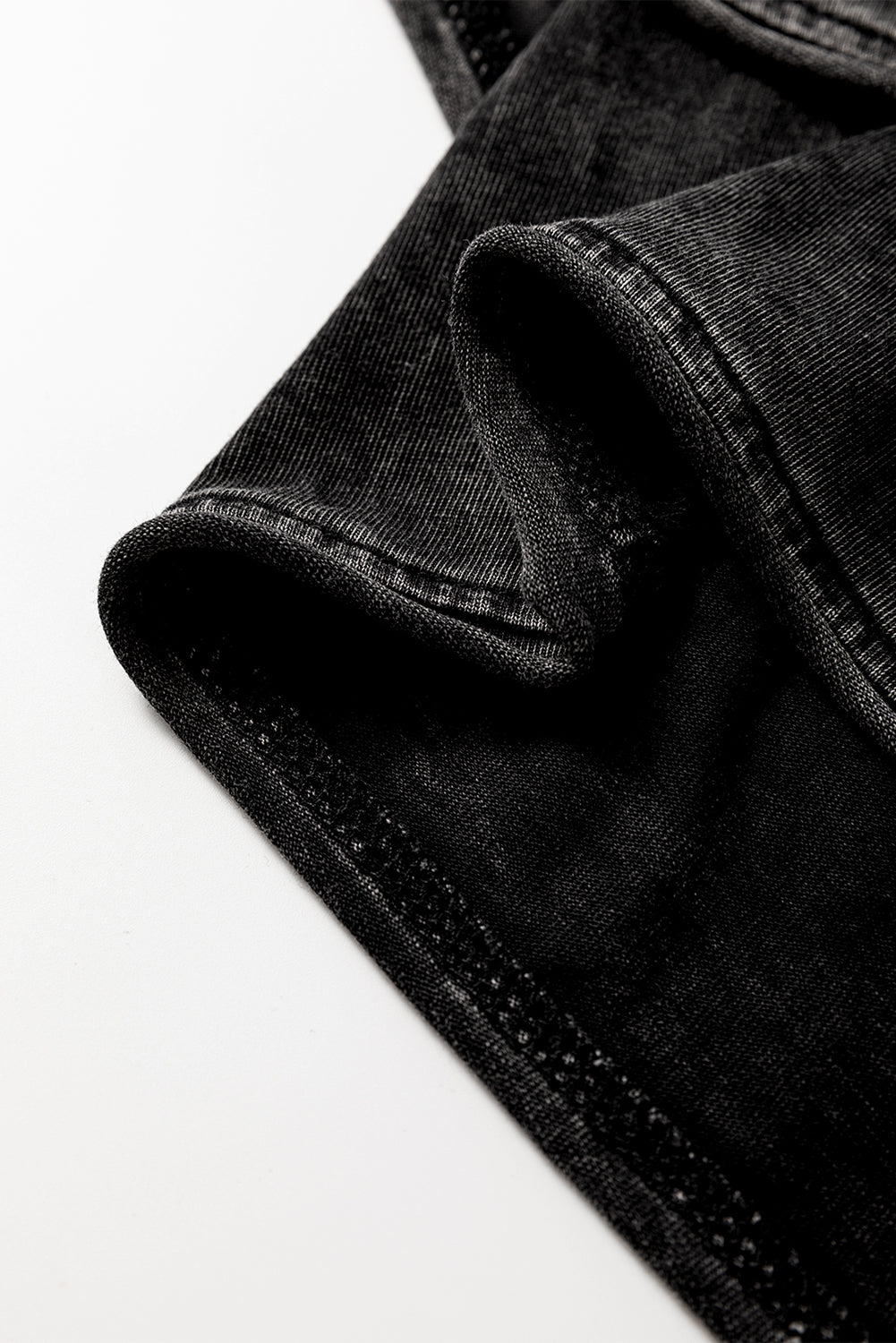 Black Mineral Wash French Terry High Waist Casual Shorts