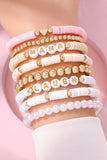 Pink MAMA LAUGH Beaded Stretch Multi Layer Bracelet