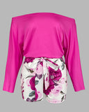 Off the Shoulder Floral Print Romper Chic Tied Detail Rompers with Belt