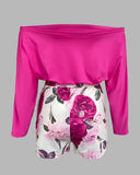 Off the Shoulder Floral Print Romper Chic Tied Detail Rompers with Belt