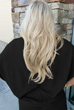 Black Textured Batwing Sleeve Tee Wide Leg Pants Plus Size Set