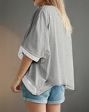 V Neck Batwing Sleeve Casual T Shirt