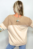 Parchment Plus Size Plaid Patchwork Layered Henley Top