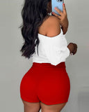 Love Heart Leopard Print Off Shoulder Romper