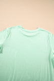 Iceland Blue Round Neck Rolled Sleeve Plus Size T-shirt
