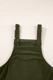 Vineyard Green Solid Front Pockets Sleeveless Corduroy Overall Dress