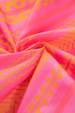 Vitality Orange Plus Size Geometric Embroidered Bell Sleeve Babydoll Blouse