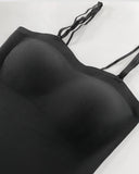 Spaghetti Strap Built in Bra Slim Fit Tank Top Sexy Back Criss Cross Workout Camisole Tops