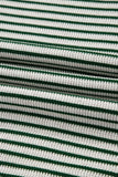 Green Stripe Trimmed Round Neck Plus Size Boxy Fit T-shirt
