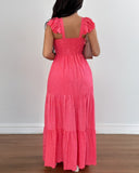 Square Neck Thick Strap Dress Maxi Backeless Ruched Dress
