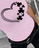 St. Patrick's Day Lucky Shamrock Heart Print Tank Top