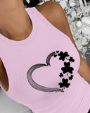 St. Patrick's Day Lucky Shamrock Heart Print Tank Top