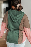 Breen Plus Size Colorblock Patchwork V Neck Hoodie