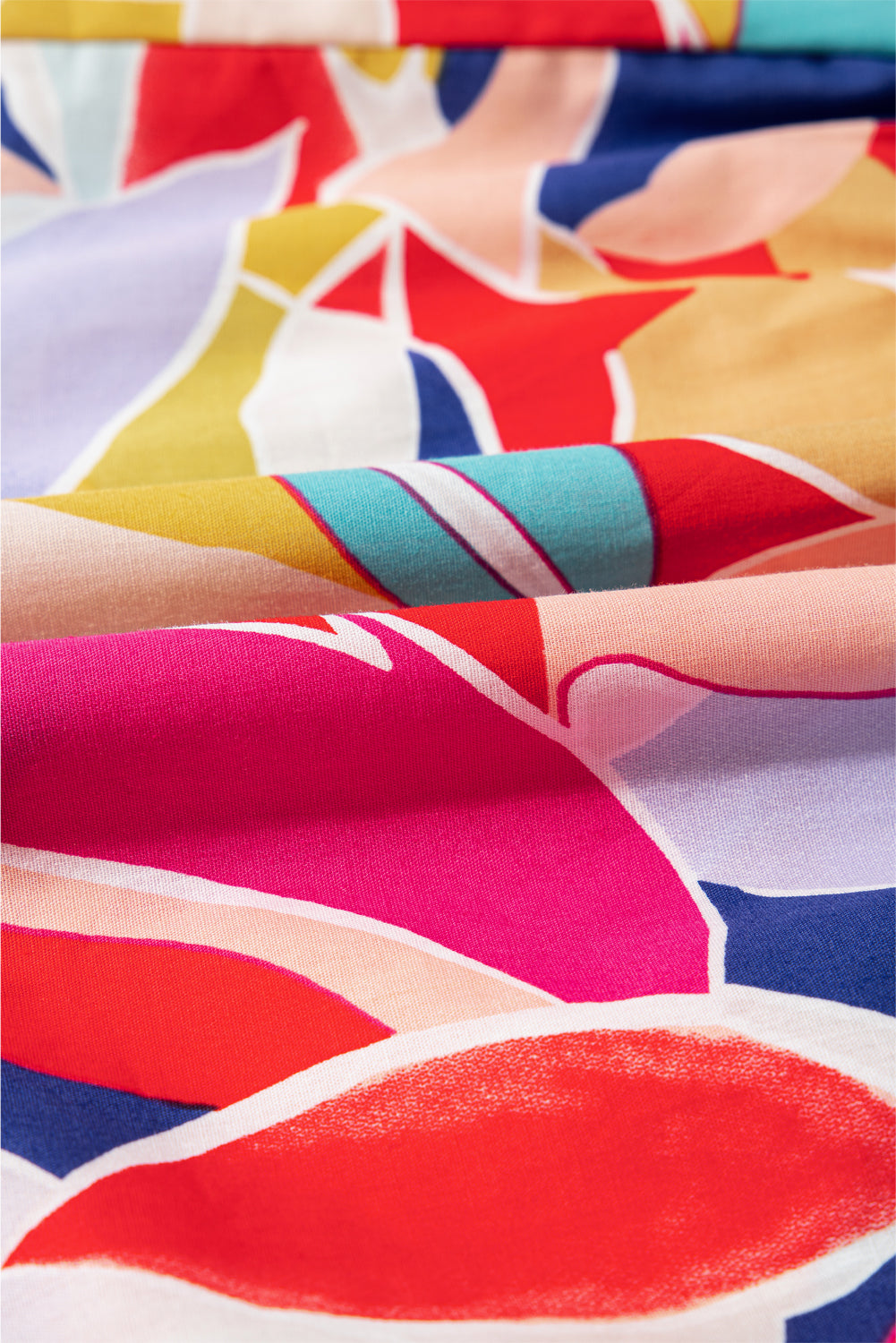 Pink Abstract Printed Ruffled Flutter Sleeve Tiered Mini Dress