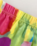 2 Pieces Outfit Anchor Print Round Neck Short Sleeve Casual Top and Striped Print Slim Fit Shorts Set