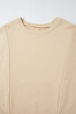 Apricot Loose Patchwork Crewneck Plus Size Sweatshirt