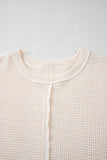 Beige Waffle Exposed Seam Detail Plus Size Short Sleeve Top